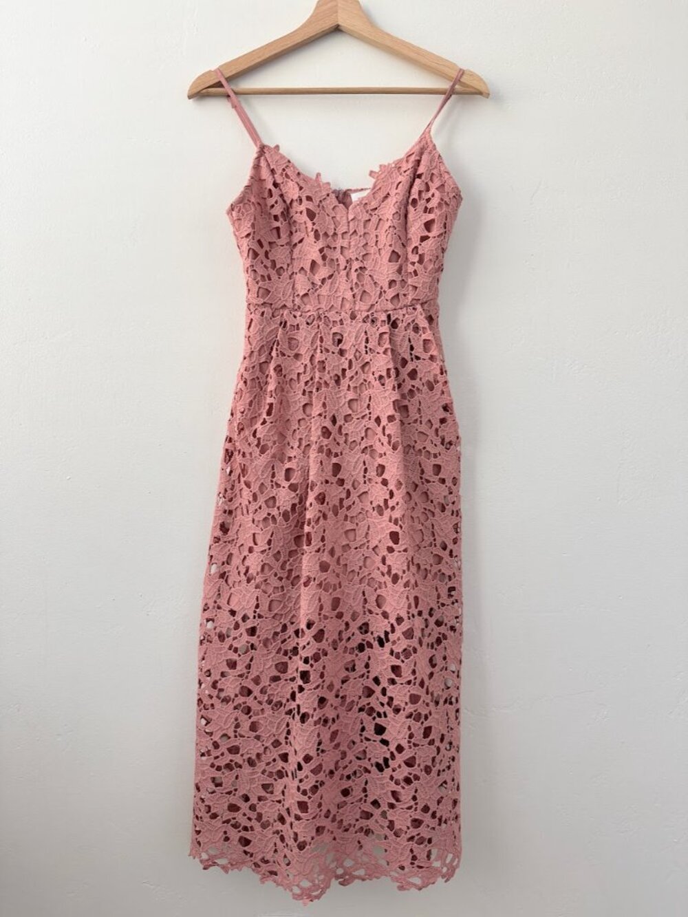 ASTR the Label Lace Midi Dress Pink Spaghetti Strap Fit Flare Boho Size S - Picture 10 of 12